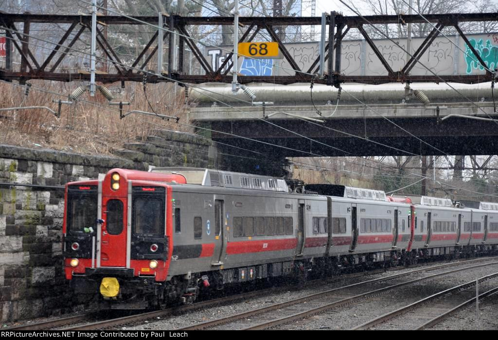 Outbound commuter approaches the station